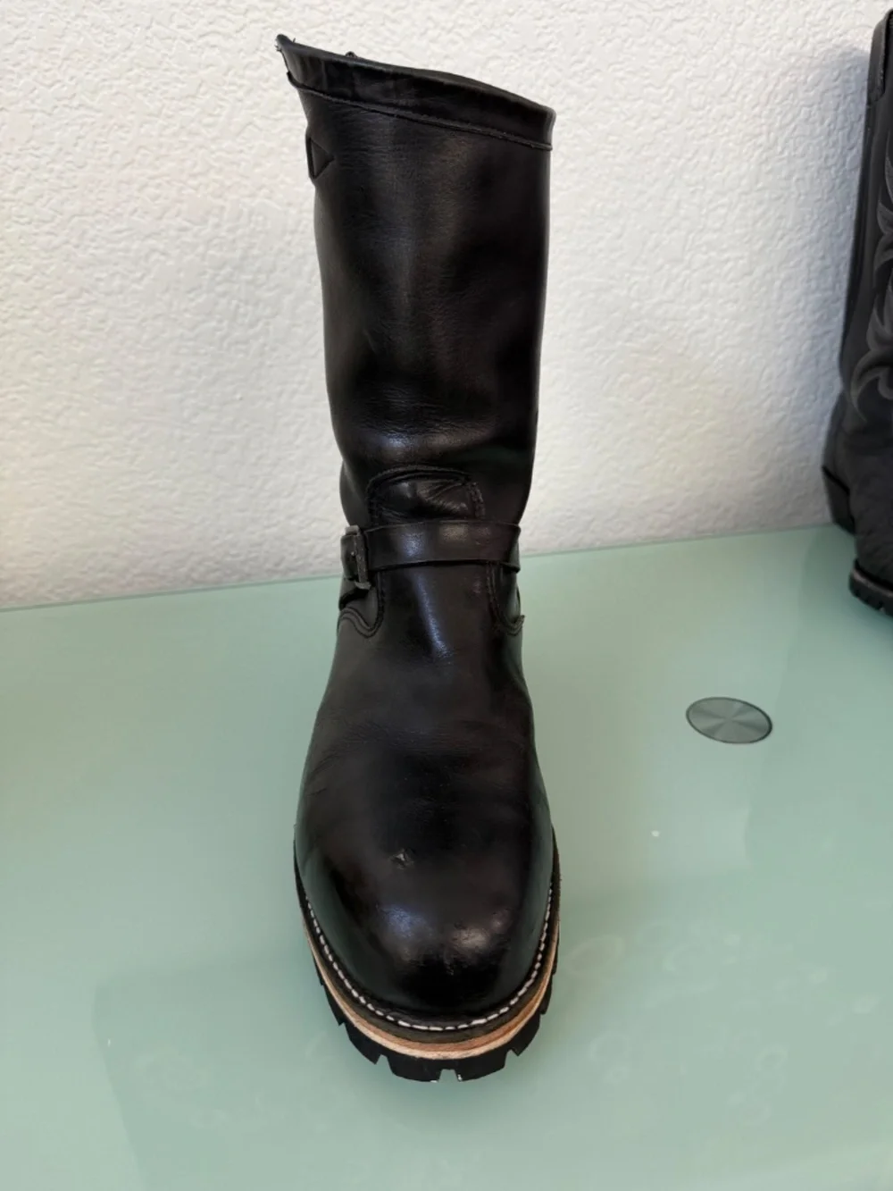 CHIPPEWA Black Leather steel-toed Motorcycle Boots Men's Size 12
